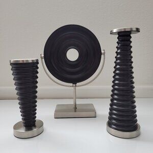 Wooden Candle Holder with Accent